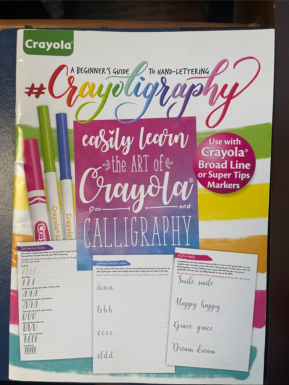 New Crayola Calligraphy Practice book. Teach a kid or teen to cursive!